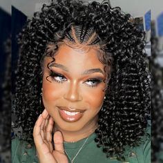 Braided Wigs Premium Synthetic Fiber Deep Wave Short Bob Lace Frontal Wigs -Alipearl Hair Short Bob Braids, Black Hair Updo Hairstyles, Curly Crochet Hair Styles, Braided Wigs, Twist Braid Hairstyles, Hair Twist Styles, Synthetic Lace Wigs