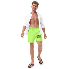 These swim trunks have everything you need for a hot summer day--they're quick-drying and breathable, have multiple pockets for your belongings, and feature a silky, anti-chafe inner liner. Get yours now! * Fabric composition: 91% recycled polyester, 9% spandex * Liner composition: 92% polyester, 8% spandex * Fabric weight (may vary by 5 5.13 oz/yd² (174 g/m²)  * Four-way stretch water-repellent microfiber fabric * Anti-chafe mesh inner liner * Elastic waistband with drawcord * Mesh pockets * Sm Green Swim Trunks With Built-in Shorts For Surfing, Summer Sports Short Boxer Briefs, Sporty Summer Boxer Briefs For Sports, Green Swim Trunks With Built-in Shorts For Water Sports, Green Swim Trunks With Built-in Shorts For Beach Season, Summer Gym Boxer Briefs Short Length, Green Swim Trunks For Poolside Vacation, Summer Gym Boxer Briefs, Sporty Summer Boxer Briefs For Gym