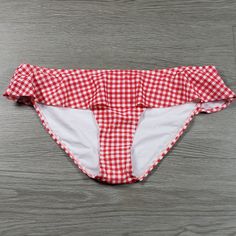 (B) New With Tags 80% Nylon, 20%Spandex Machine Wash Made In China Gingham Bottoms For Beach Season, Fitted Gingham Bottoms For Beach Season, Gingham Fitted Beach Bottoms, Fitted Gingham Bottoms For Beach, Fitted Gingham Bottoms For The Beach, Gingham Beachwear Bottoms For Pool, Fitted Gingham Swimwear For Summer, Fitted Gingham Summer Swimwear, Fitted Plaid Swimwear For Beach Season