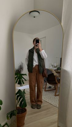 Brown pants, green vest, white blouse, blundstone outfit Rustic Brown Blundstone Outfit, Blundstone Women Outfit Dressy, Brown Blundstone Outfit, Blundstone Women Outfit, Blundstone Outfit, Blundstone Women, Green Vest, Pants Green