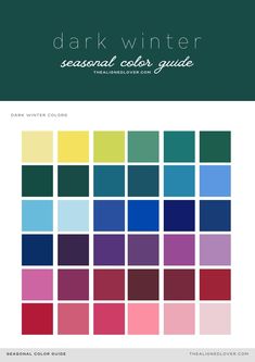 Guide to the Dark Winter Seasonal Color Palette | The Aligned Lover Winter Seasonal Color Palette, Deep Winter Color Palette, Deep Winter Palette Outfits, Winter Skin Tone, Seasonal Color Palette, Deep Winter Palette, Autumn Dark, Winter Palette