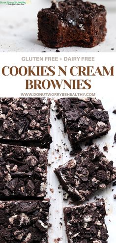 healthy cookies n cream brownies Dairy And Gluten Free Desserts, Dairy Free Gluten Free Desserts, Gluten Free Dairy Free Desserts, Brownies Dairy Free, Cookies And Cream Brownies, Dairy Free Desserts, Brownies Healthy, Brownies Gluten Free, Healthy Chocolate Desserts