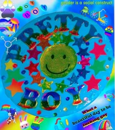 a poster with the words happy 90th birthday written in rainbow colors and stars on it