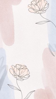 watercolor painting with flowers and leaves on the bottom half of the image, in pastel tones