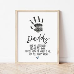 Handprint Art For Father's Day | I Love You Daddy Poem | Ollie + Hank Fathers Day Crafts On Canvas, For Fathers Day, Canvas Painting For Dads Birthday, Father’s Day Handprint Art, Father’s Day Canvas, Fathers Day Handprint Art, Father’s Day Fingerprint Art, Fathers Day Poems Preschool, Father’s Day Canvas Ideas