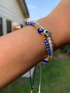 Cheap Beaded Evil Eye Bracelet For Gifts, Adjustable Beaded Bracelets With Evil Eye For Friendship, Best Friend Bracelets Diy, Evil Eye Bracelet Ideas, Evil Eye Bracelet Diy, Bracelet Buisness, Evil Eye Jewelry Bracelet, Blue Eye Bracelet, Key Ring Ideas