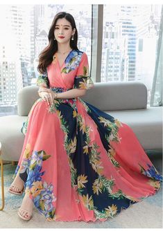 Summer Prints Fashion, Long Skirt Fashion, Backless Long Dress, Formal Occasion Dress, Printed Long Dresses, Elegant Dresses For Women, Women Long Dresses, Dress Robes, Long Dresses