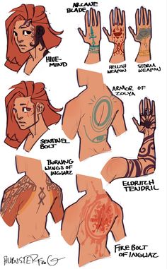 an image of some different tattoos on someone's chest