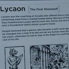 a sign describing the history of lycaon