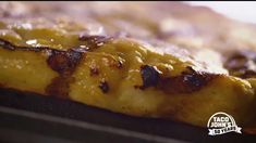 a close up of food cooking in an oven