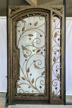 IWD Wrought Iron Front Entry Single Door With one sidelight and Square Top Arched Inside Door With One Sidelight, Single Doors, Entrance Doors