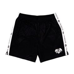 heavyweight [250 gsm] & made with 111% nylon with mesh lining composed of 111% polyester. featuring ovd puff embroidered logo, custom printed overdose sidebands, 2 pockets, adjustable drawstrings, and ovd woven tag. extremely limited + no restocks. worldwide shipping. pre-made & ships fast. Nylon Shorts, Black Media, Custom Print, Mesh, Ships, Black