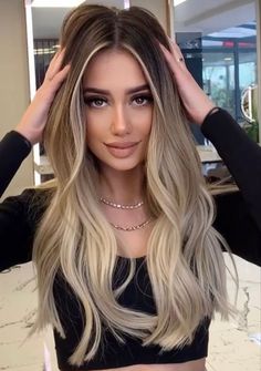 Blonde Hair With Brown Roots, Ombre Hair Blonde, Long Hair Color