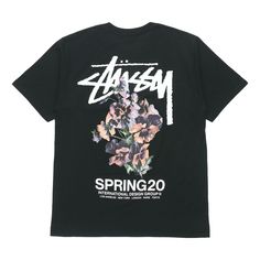 Stussy SS20 Bouquet Tee Black T-shirt Stussy Hoodie, Dance Outfits Practice, Practice Outfits, Mens Haircuts Fade, Streetwear Men Outfits, Fashion Performance, Flower Shirt, Apparel Design, Stylish Sneakers