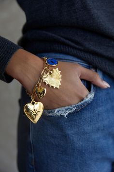 Fine Jewelry Charm Bracelet, Puffy Heart, Love Charms, Pure Gold, Recycled Gold, Heart Charm Bracelet, Gold Charm, Unique Charms, Heart Of Gold