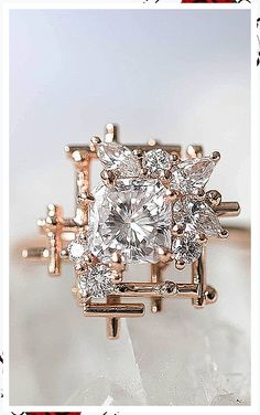 Shop beautiful engagement rings from Amazon's exquisite collection of engagement rings. Beautiful Rings Unique Awesome, Pretty Rings Wedding, Unusual Diamond Rings Unique, Unusual Diamond Engagement Rings, Unusual Rings Engagement, Large Stone Engagement Rings, Crazy Engagement Rings, Nontraditional Engagement Ring, Custom Rings From Old Jewelry