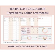 the recipe cost calculator works with google sheets or excel