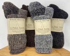 PLEASE consider choosing Priority shipping for the best chance of receiving your item by Christmas. I will refund any shipping overages. Looking for a unique and practical gift for that special person in your life? All Terrain Alpaca Socks from 2 Point Farm are our best selling sock and the socks that people love to get on special occasions or just because! They are perfect All Season Socks and great for hiking or just hanging around! These alpaca socks make wonderful gifts for everyone, men or Size 13 Womens Shoes, Lots Of Socks, Wool Products, Alpaca Socks, Work Socks, Hiking Socks, Linen Cabinet, Socks For Men, Wool Socks