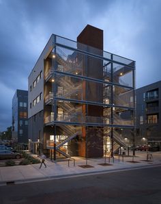 a tall building with stairs leading up to it