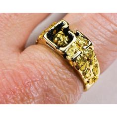 Orocal Gold Nugget Men's Ring - RM176-Destination Gold Detectors Heirloom Gold Nugget Ring, Mens Gold Nugget Ring, Gold Nugget Jewelry Vintage, Polished Yellow Gold Nugget Jewelry, Nugget Jewelry, Gold Nugget Jewelry, Gold Nugget Ring, Natural Gold Nugget, Gold Detector