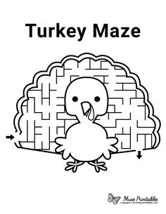 a turkey maze is shown with the words turkey maze in black and white on it