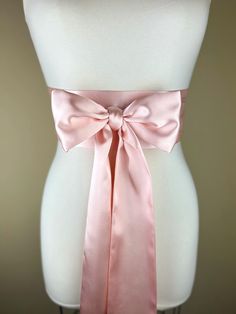 Deep Blush Pink Sash  Dark Blush Satin Sash Belt  Obi Belt, Blush Pink Satin Sash  Wedding Sash, Bridal Sash  Bridesmaid Sash  Make this Satin Swank® reversible waist sash the perfect finishing touch for your wedding, bridesmaid, or special occasion dress, or just the right piece to add instant polish to your dress or top. This extra long version is 3.5 inches wide, 120 inches long, and will wrap around most waist sizes two times with a generous length remaining to tie in a bow or a simple knot with long-hanging tails. Tie in front or in back.   Silky charmeuse satin in deep blush pink on both sides, this sash is the same front and back with ends finished on the angle and seams hidden within the fold lines. SIZING/COLOR/PRINT INFO: Sash Measurements: 3.5" wide, 120" long (point to point) T Dark Blush, Pink Sash, Bridesmaid Sash, Ribbon Dress, Wedding Sash Belt, Satin Sash, Dress Sash, Obi Belt, Wedding Sash