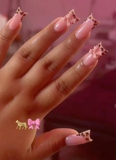 Light Pink Bday Nails, Girly Stiletto Nails, Baddie Pink Nails, Nails Leopard, Acrylic Toe Nails, Acrylic Nail Set, Hard Nails, Dope Nail Designs