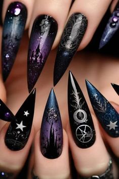 Unleash your inner witch with these spellbook-inspired nails! 🖤📚 Featuring mystical symbols, arcane scripts, and enchanted designs, these nails are perfect for casting some serious style spells. 💅✨ #AncientSpellbook #MysticalMani #MagicNails Ivy Nail Art, Poison Ivy Nails, Witch Nail Art, Ivy Nails, Mind Blowing Images