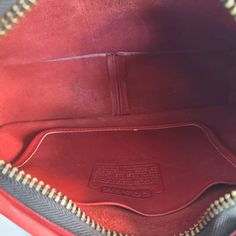 "Vtg Coach Original Companion Bag Red leather with anchor stamp brass hardware Roomy interior with slip pocket Secured by a top Talon Zipper Two front slip pockets Hang tag and ball chain Removable 33.5\" strap Measures: 11\"L, 7.5\"H, 2.5\"W Made in New York City, USA #092-2605 Flaw: discoloration on zipper pull (typical from age) Cleaned, conditioned and ready to wear! Questions? Just ask! More vtg Coach styles/colors available G68a" Classic Red Shoulder Bag With Zipper Closure, Vintage Red Bag With Zipper Closure, Vintage Red Shoulder Bag With Leather Lining, Red Vintage Shoulder Bag With Leather Lining, Classic Red Bag With Zipper Pocket, Classic Red Bags With Zipper Pocket, Olive Green Top, Vintage Coach, Tiffany Blue