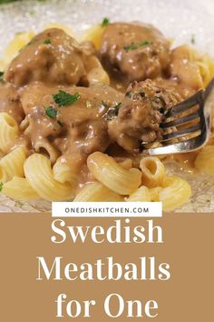 swedish meatballs with gravy is served on a plate