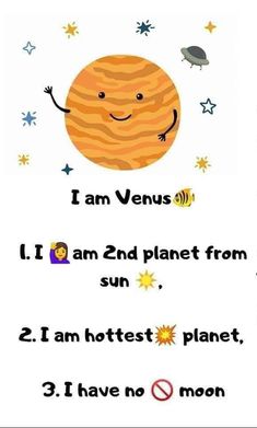 an orange planet with stars and the words i am venus