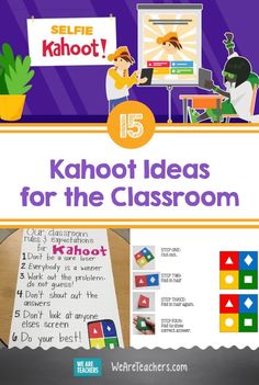 a classroom poster with the words kahoot ideas for the classroom on it and an image of