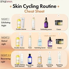 Skin Cycling Routine, Skin Cycling, Korean Skin Care Secrets, Skin Care Guide, Skin Care Routine Order, Basic Skin Care Routine, Skin Care Routine Steps, Beauty Skin Care Routine, Face Skin Care