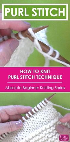 the instructions for how to crochet purl stitch technique are shown in this book