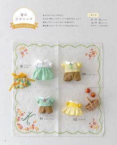 the instructions for sewing clothes are displayed on a piece of paper with an image of baby's clothing