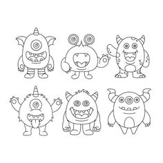 four cartoon monsters with different expressions