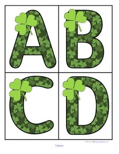 the letters are made up of shamrocks and clover leaves, which spell out the letter abc