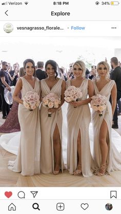 the bridesmaids are all dressed up for their wedding