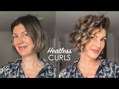 Cold Curls Short Hair, Short Hair Diy Styles, Heatless Curls For Bob Hair, Heatless Beach Waves Overnight Short Hair, Short No Heat Hairstyles, Heatless Curls For Shorter Hair, How To Get Wavy Hair Overnight Short, Heat Free Curls For Short Hair, Easy Curls Short Hair