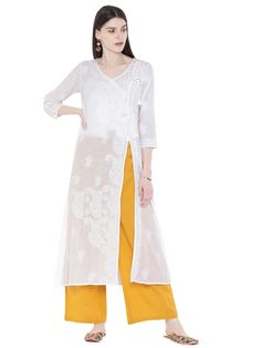 Transitional Cutdana Kurta, Traditional Wear With Intricate Embroidery In Straight Kurta Style, Lace Work Dupatta For Navratri, Traditional Cotton Kurta With Lace Work, Traditional Salwar Kameez With Lace Work, Transitional Chikankari Embroidery Dupatta, White Long Kurta With Self Design, Cotton Lace Work Dupatta, White Long Self-design Kurta