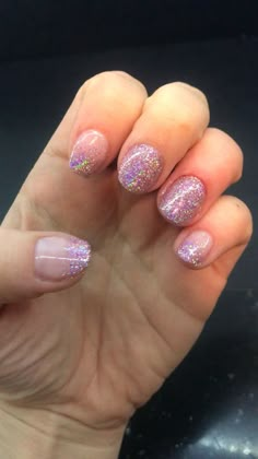 Dip Powder Nails Glitter, Shellac Nails Glitter, Glitter Dip Powder Nails, Glitter Dip Nails, Pink Nail Colors, Nails Glitter, Christmas Nails Acrylic, Shellac Nails, Nail Swag