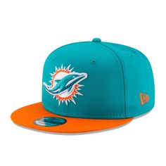 the miami dolphins new era on - field 59fifty fitted hat in teal and orange