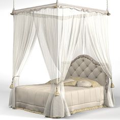 a bed with a white canopy over it