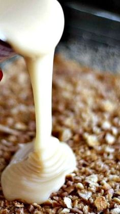 a close up of food being made in a pan