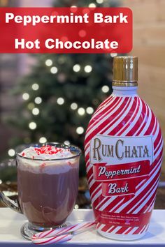 peppermint bark hot chocolate next to a cup of hot chocolate