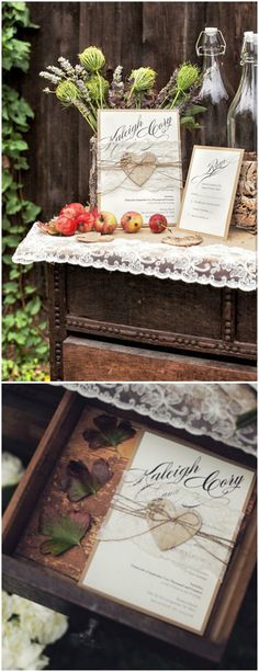 the table is set up with menus and flowers