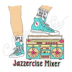 a pair of feet standing on top of a boombox with the words jazzcrise mixer