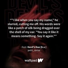 the devil's devils quote is shown in red and black with an image of a demon