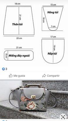 an image of a handbag with measurements and measurements on the bottom, along with instructions to make it