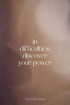 an advertisement with the words in difficultes, discovering your power on it's side